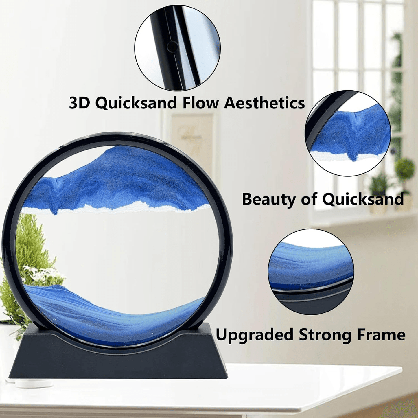 3D Moving Sand Art Picture  Round Glass Deep Sea Sandscape Hourglass Quicksand Craft For Office Hom 1