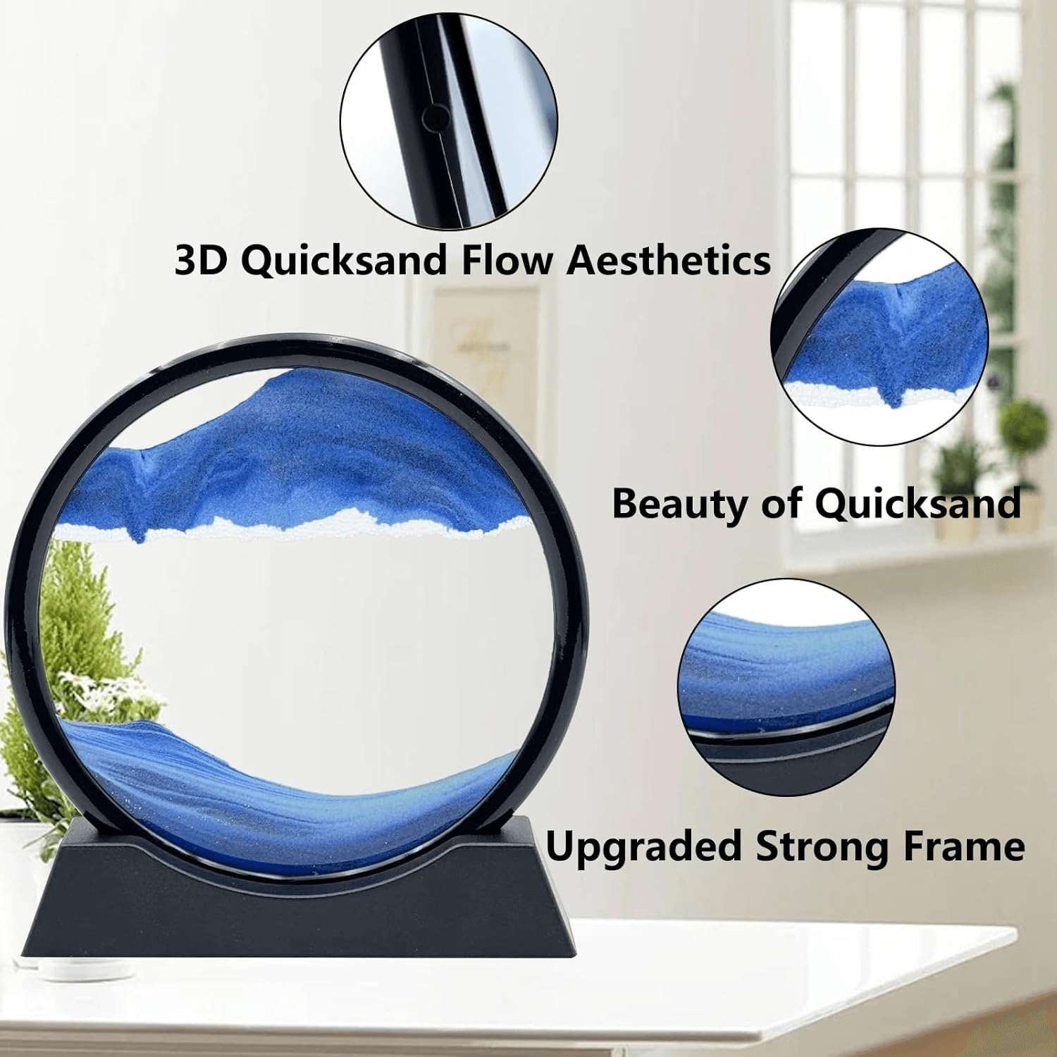 3D Moving Sand Art Picture  Round Glass Deep Sea Sandscape Hourglass Quicksand Craft For Office Hom 1