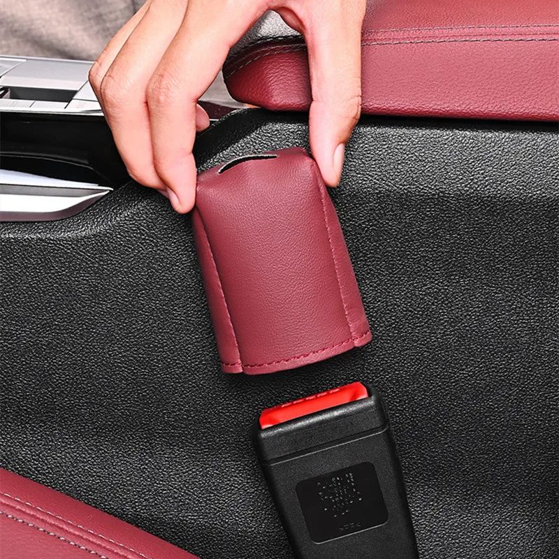 Safe Guard Leather Seat Belt Buckle Cover – Decorative Socket Protector