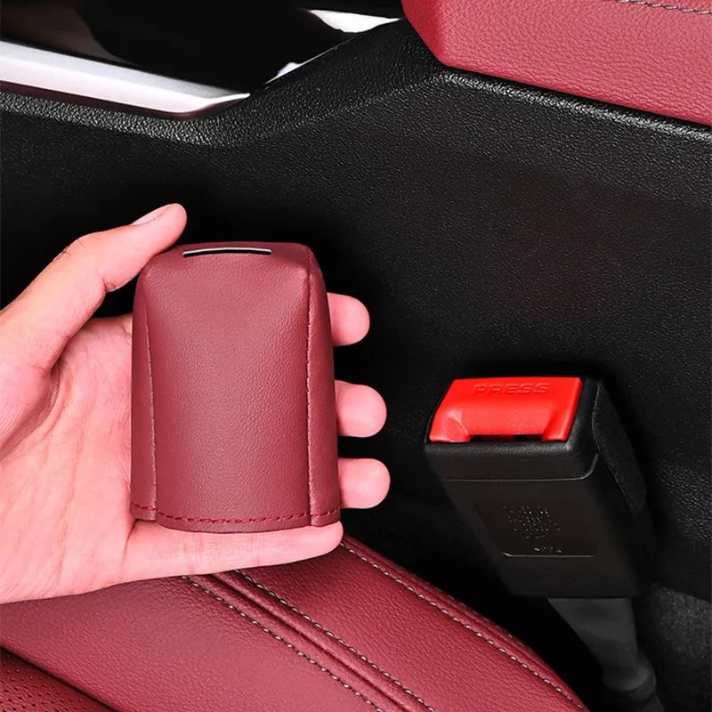 Safe Guard Leather Seat Belt Buckle Cover  Decorative Socket Protector 1