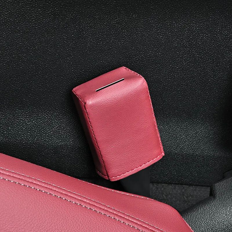 Safe Guard Leather Seat Belt Buckle Cover  Decorative Socket Protector 2