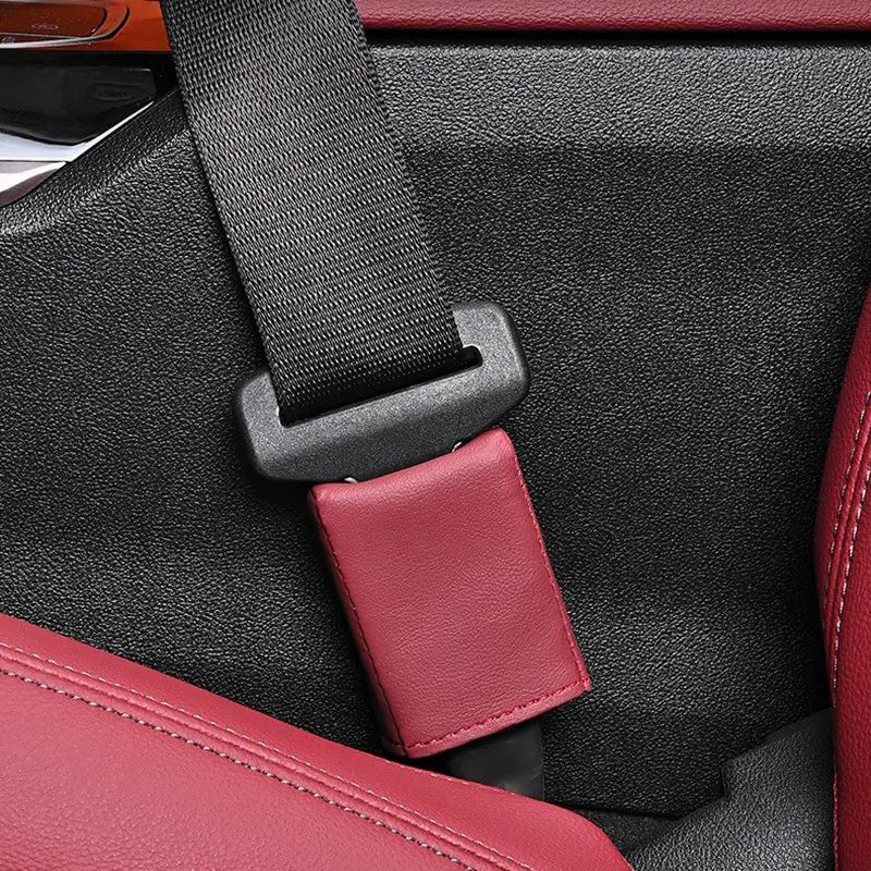 Safe Guard Leather Seat Belt Buckle Cover  Decorative Socket Protector 3