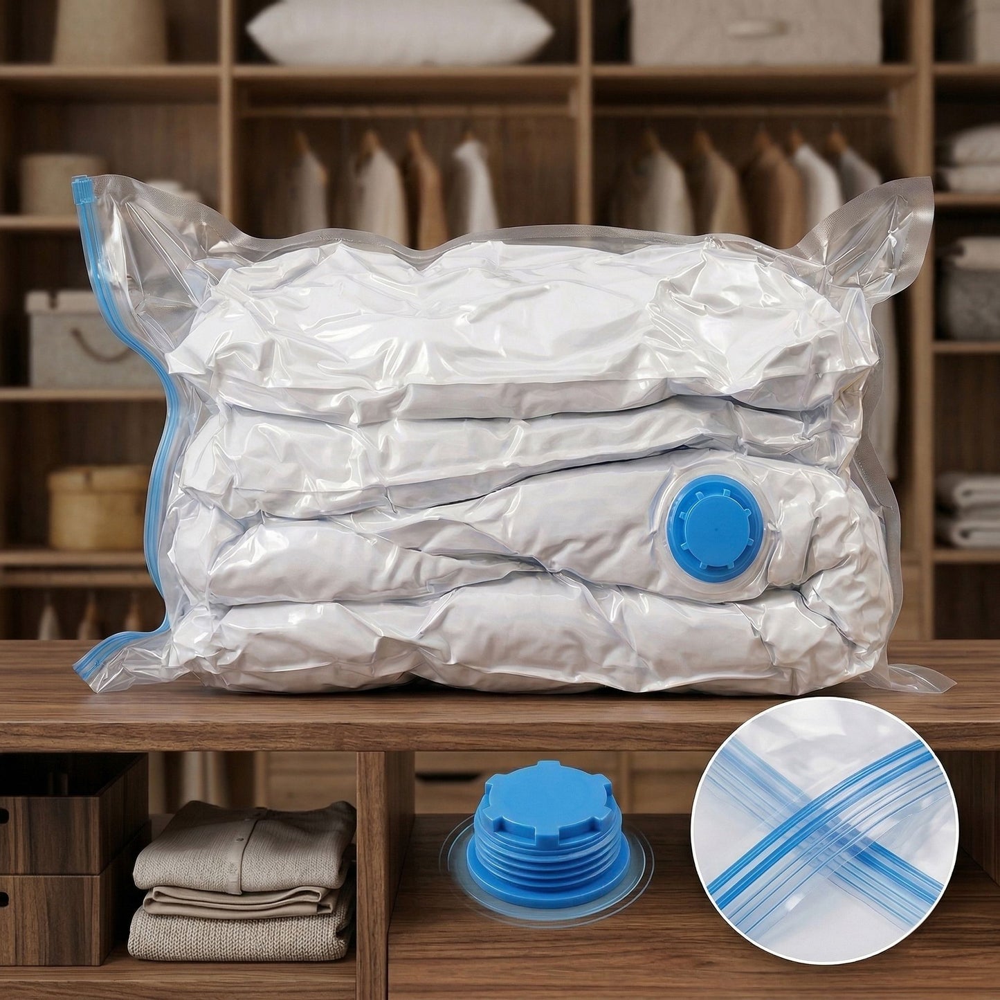 Vacuum Seal Storage Bags, Space-Saving Clothes & Blanket Organizer Bags