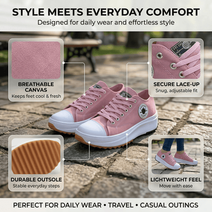 Pattern Womens Casual LaceUp Canvas Sneakers Flat Shoes 1