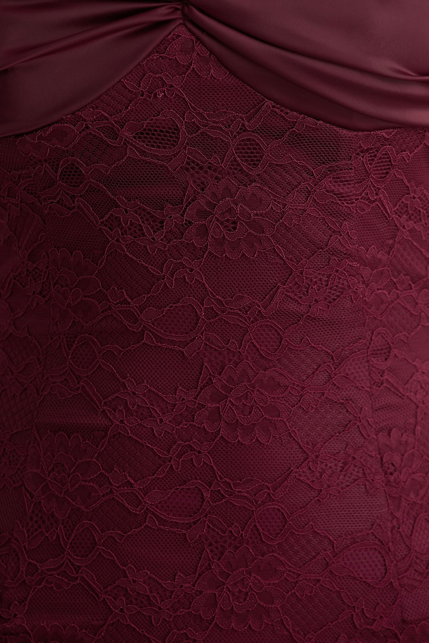 Juana | Burgundy Lace And Satin Sweetheart-Neck Satin Maxi Dress