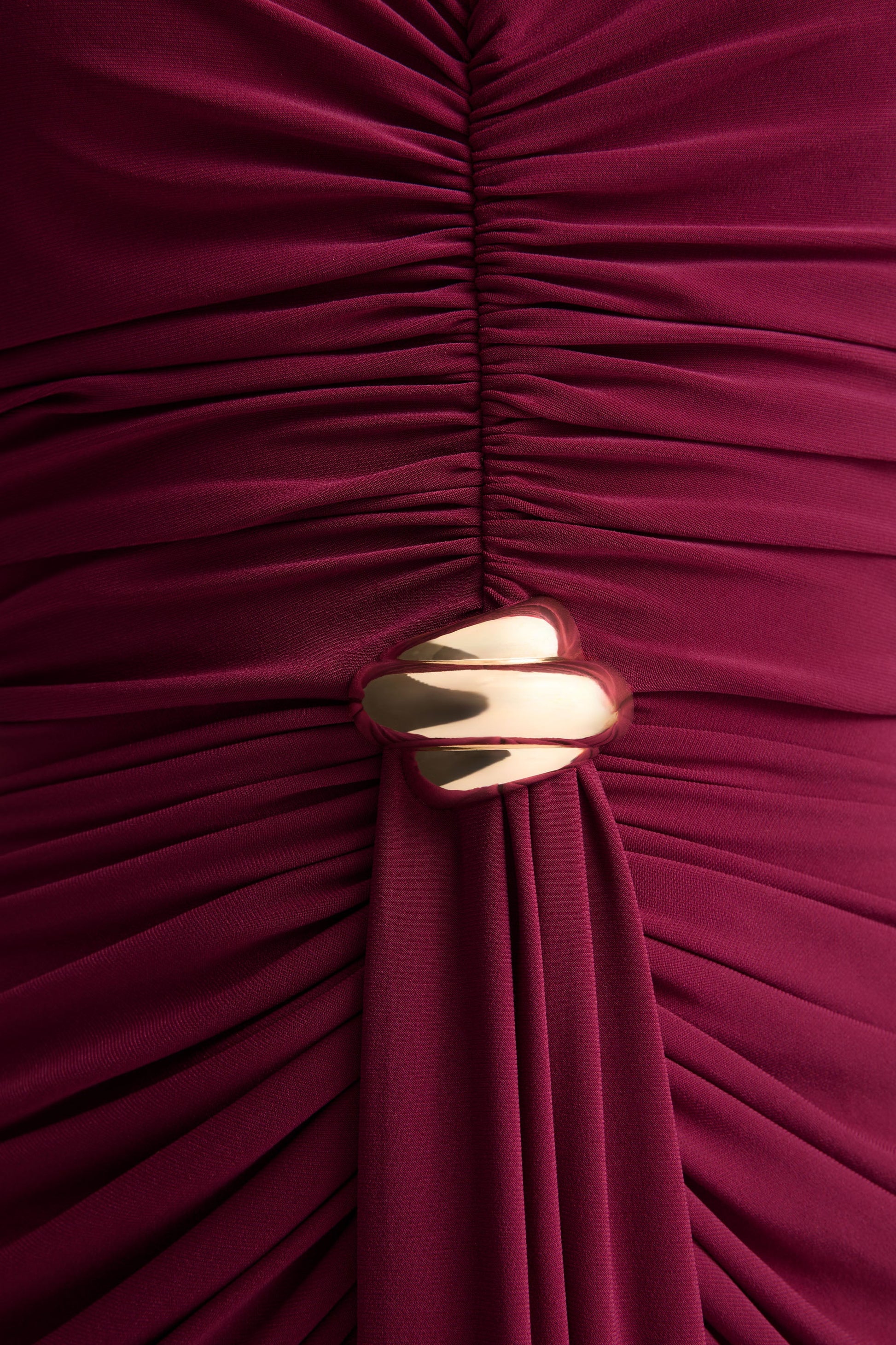 Beverly | Burgundy Bandeau Maxi Dress With Gathered-Detailing