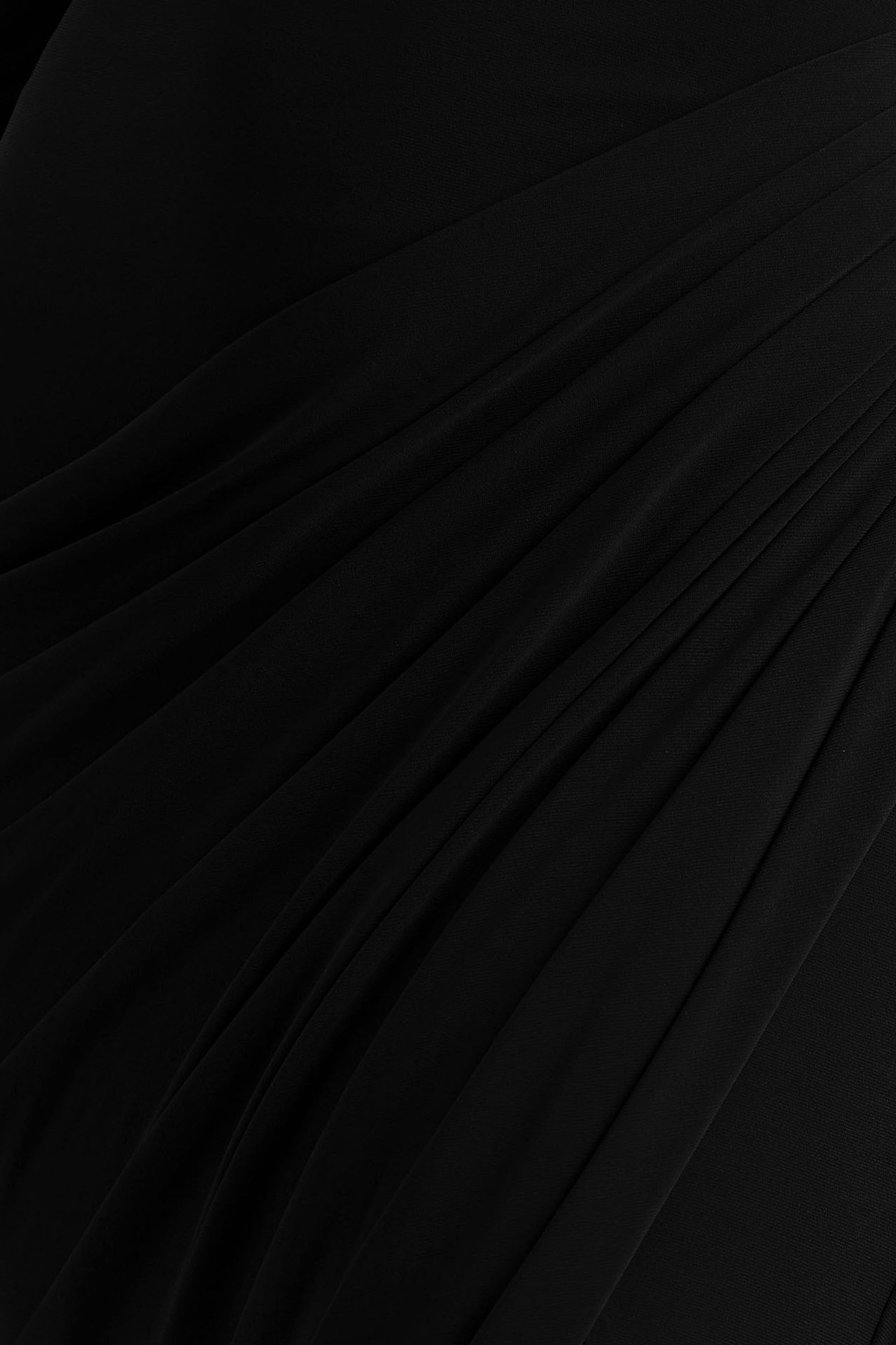 Betsy | Black High-Neck Maxi Dress With Front Split And Ruched Detailing