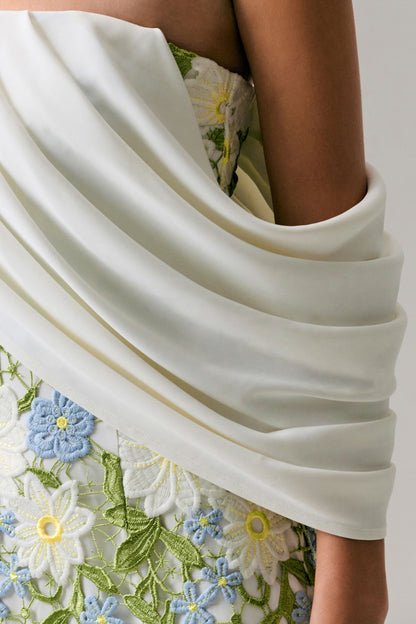 Entitled | Cream Floral Lace Bardot Midi Dress
